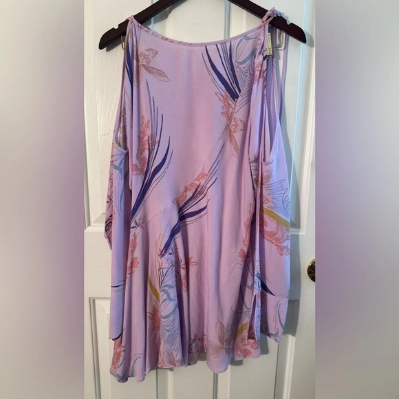 FREE PEOPLE Clear Skies Lavender Floral Cold Shoulder Tunic Mini Dress XS Bell - Picture 3 of 12